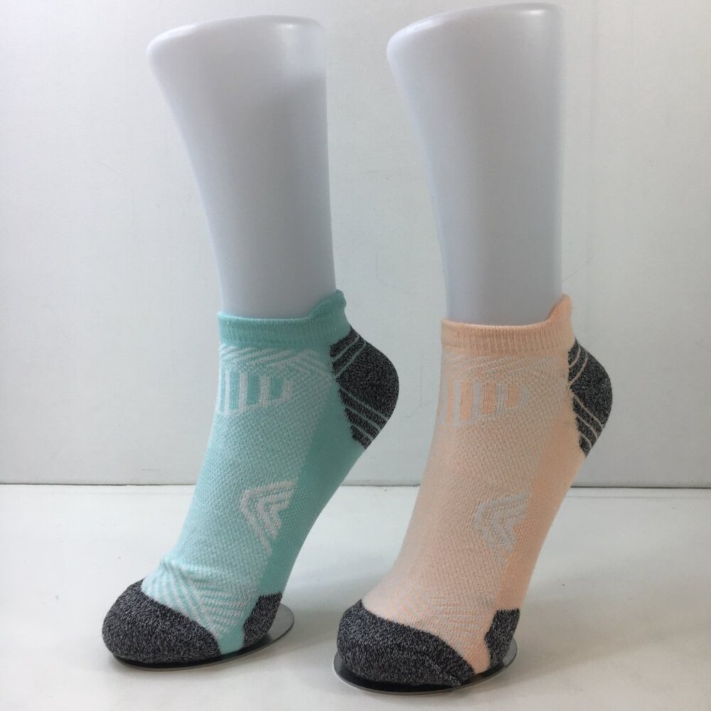 Womens Ankle Socks Set 2 Diamond Pattern Teal Blue Peach Orange Charcoal Gray Wh